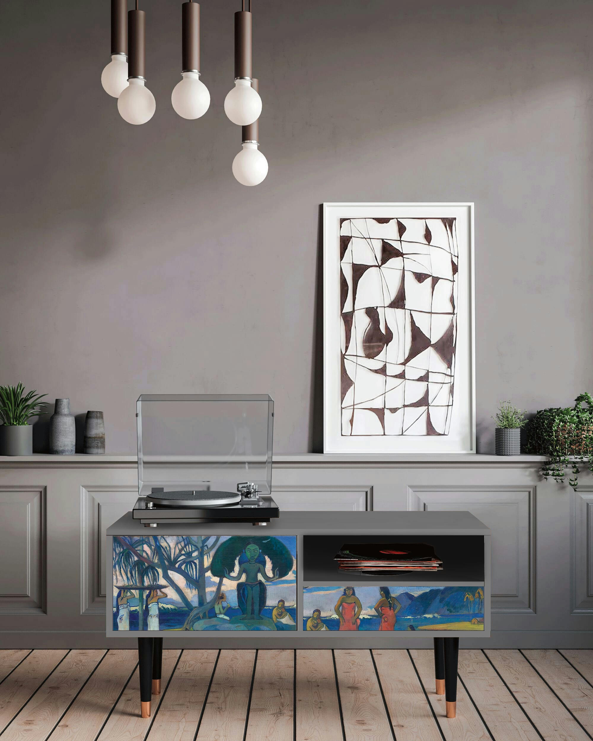 DAY OF THE GOD BY PAUL GAUGUIN - Meuble TV  multicolore 1 tiroir et 1 porte L 115 cm