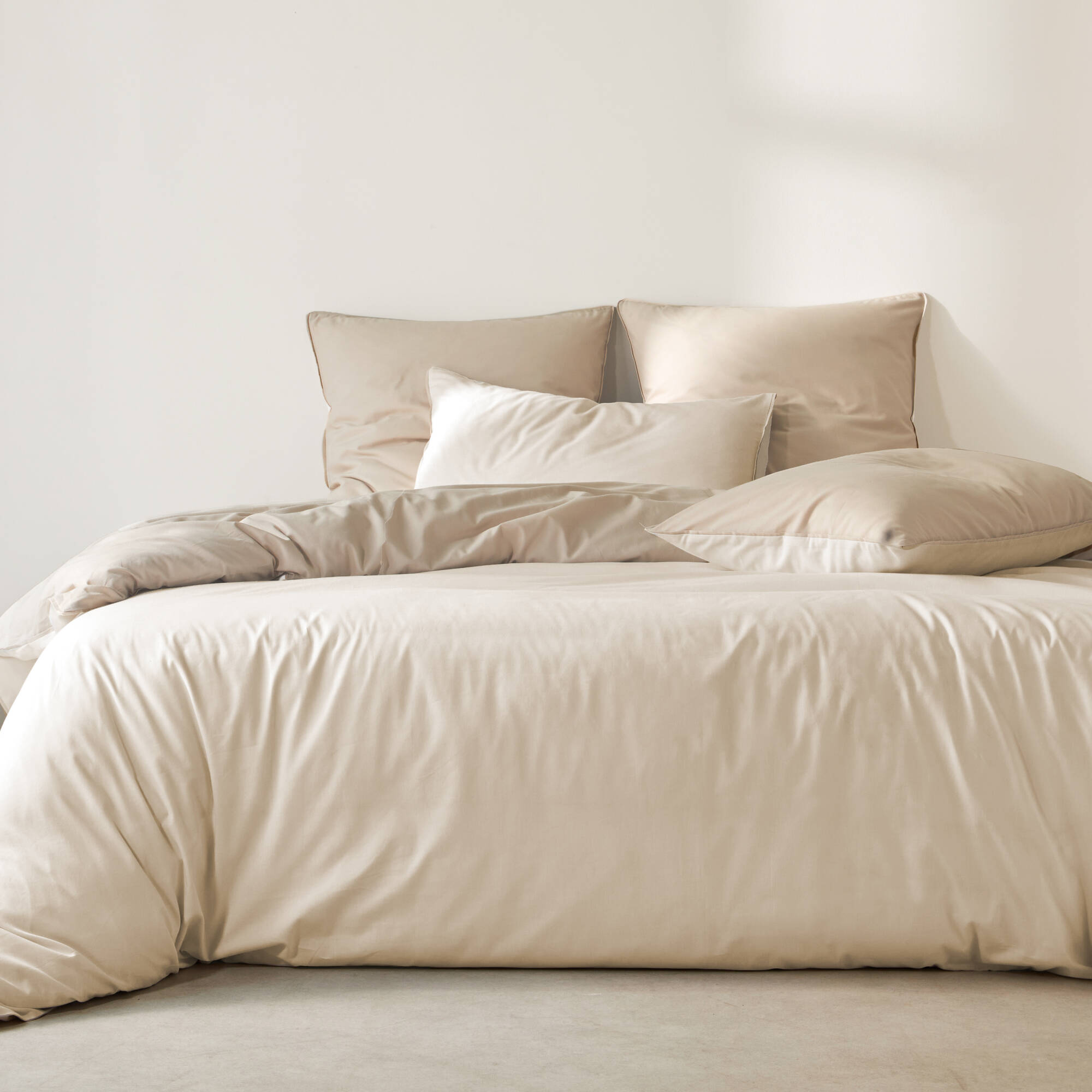 Linge de lit uni bicolore coton