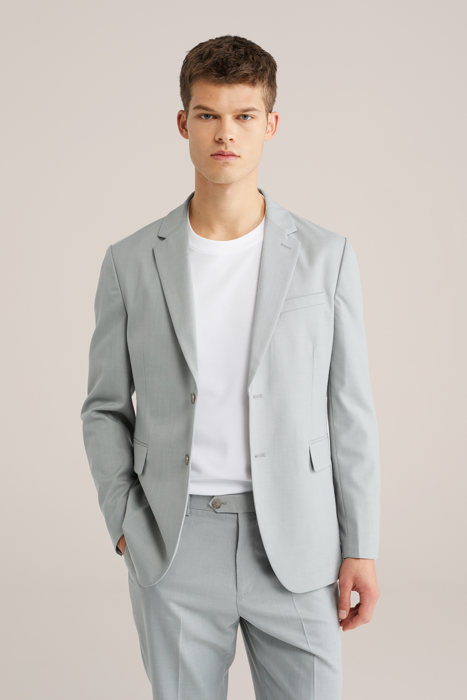 Heren slim fit gem&ecirc;leerde blazer met stretch
