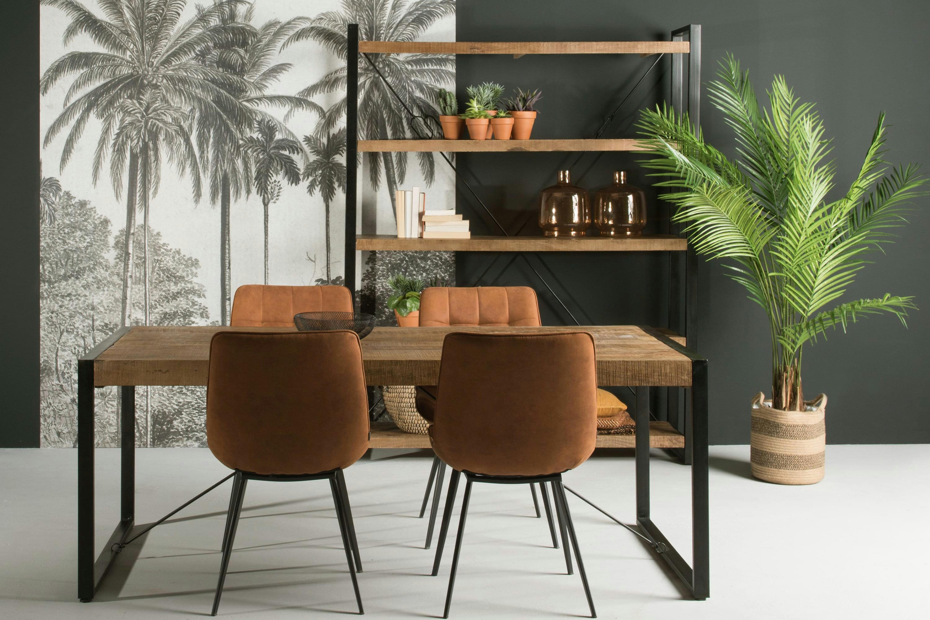 BELEM - BELEM-Table à manger 10/12 personnes L240 cm, Manguier massif et métal