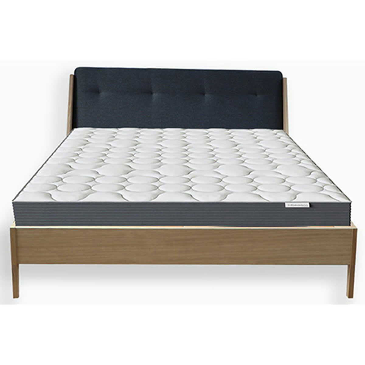NOVA - Ensemble lit placage chêne 160x200cm + matelas ressorts ensachés 22cm
