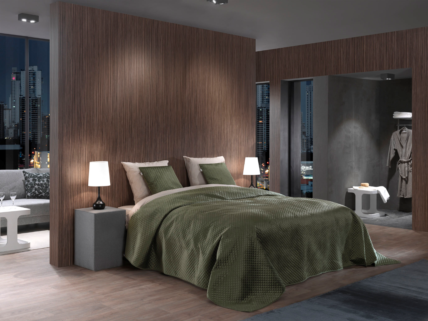 Yellow Bedsprei Victoria - army green