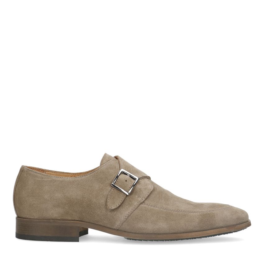Manfield Taupe suède gespschoenen