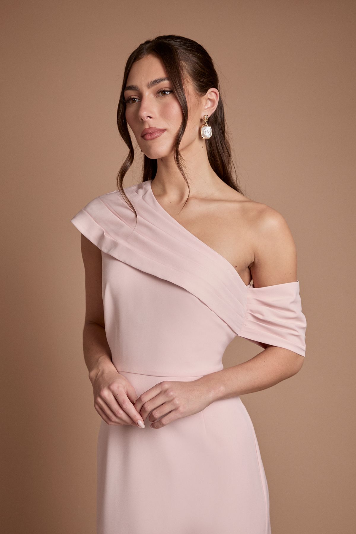 Coast Crepe High Neck One Shoulder Bridesmaid Maxi Dress