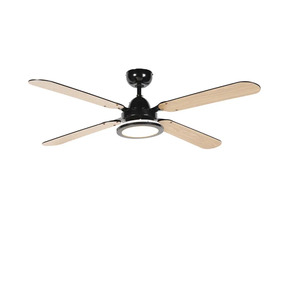 Qazqa plafondventilator fanattic zwart ge?ntegreerde led