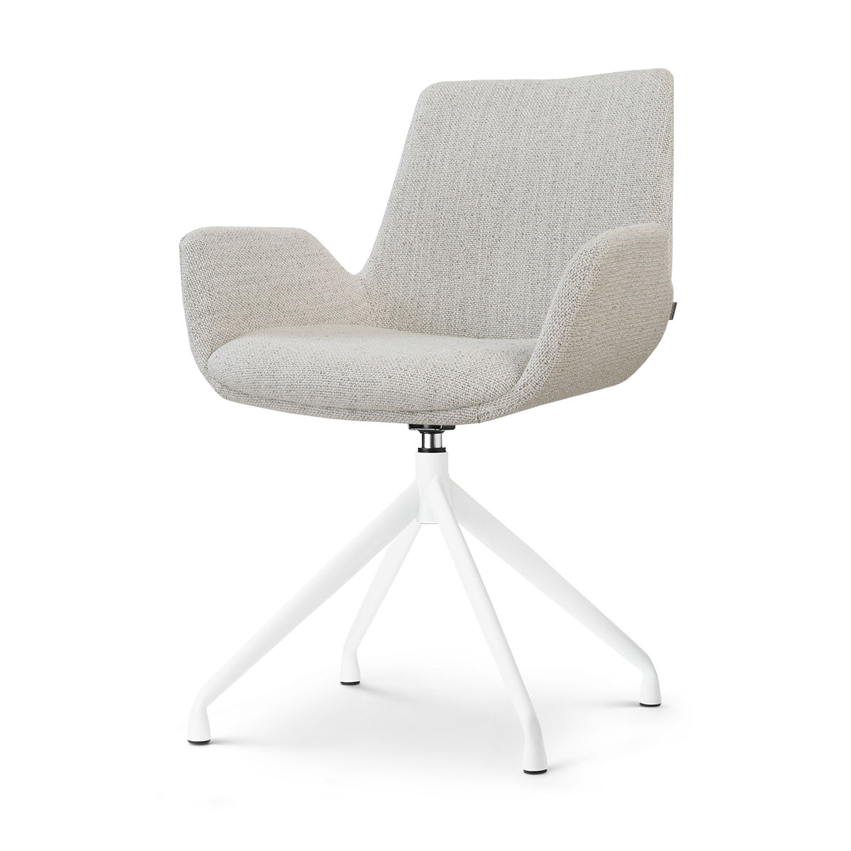 Nolon Nola-Eef Eetkamerstoel Beige Gemêleerd - Draaibaar Wit Onderstel