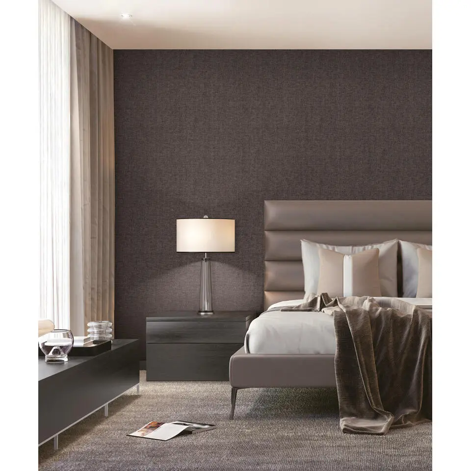 Dutch Wallcoverings - Grace Hessian text. plain chocolate - GR322708