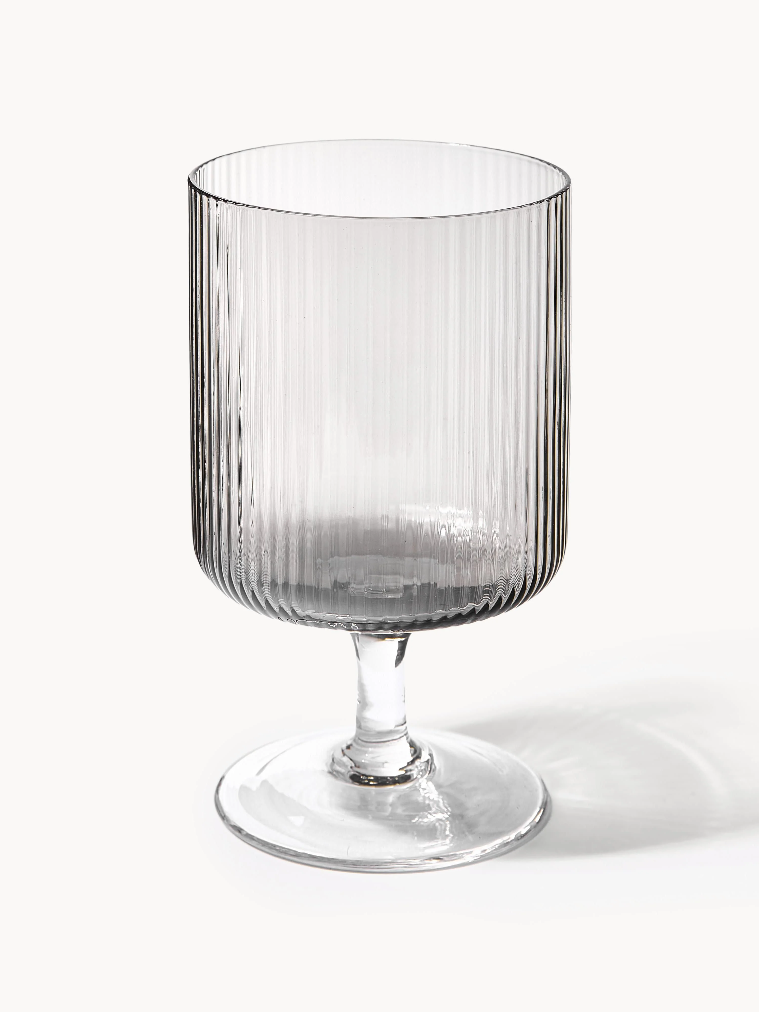 Mundgeblasene Weingläser Ripple mit Rillenrelief, 2er-Set
