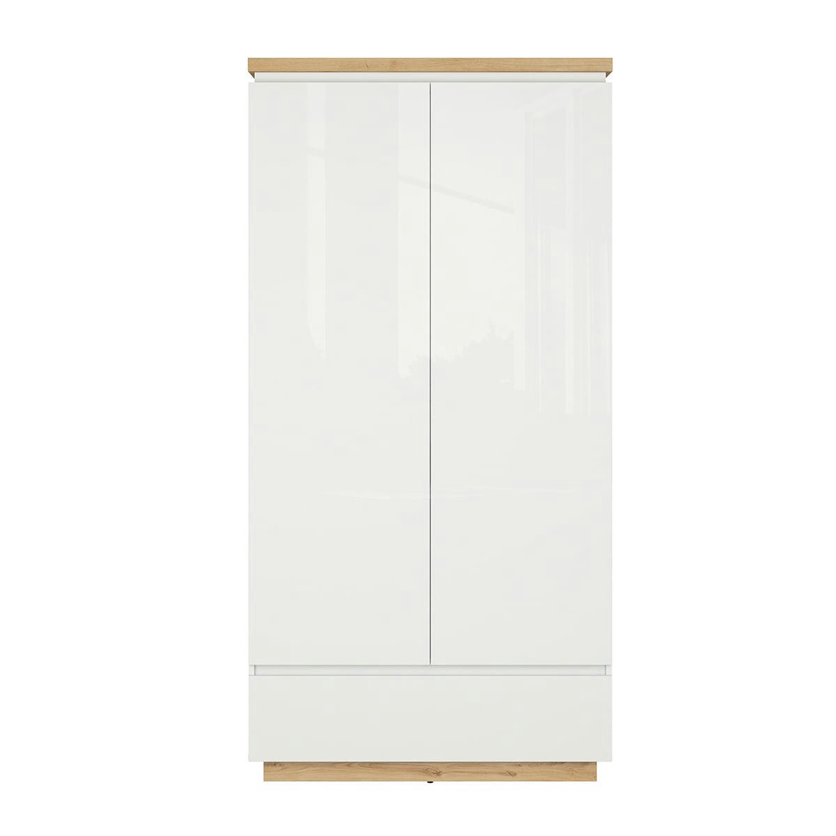 - Armoire 2 portes 1 tiroir blanc et naturel