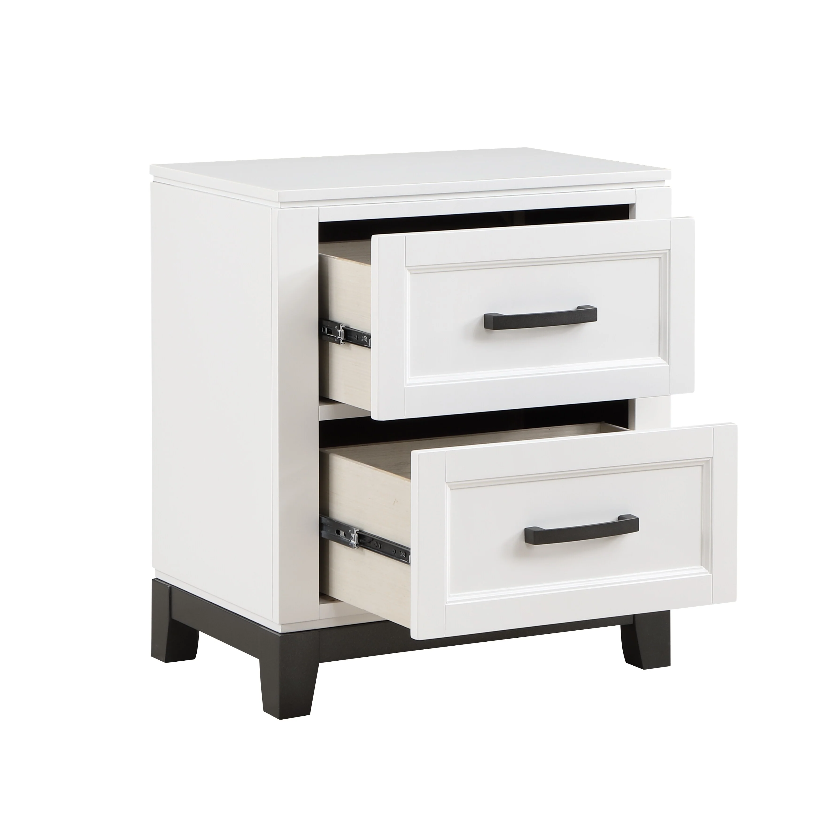 Nightstand with 2x Storage Drawers Wooden Bedroom Furniture 1pc