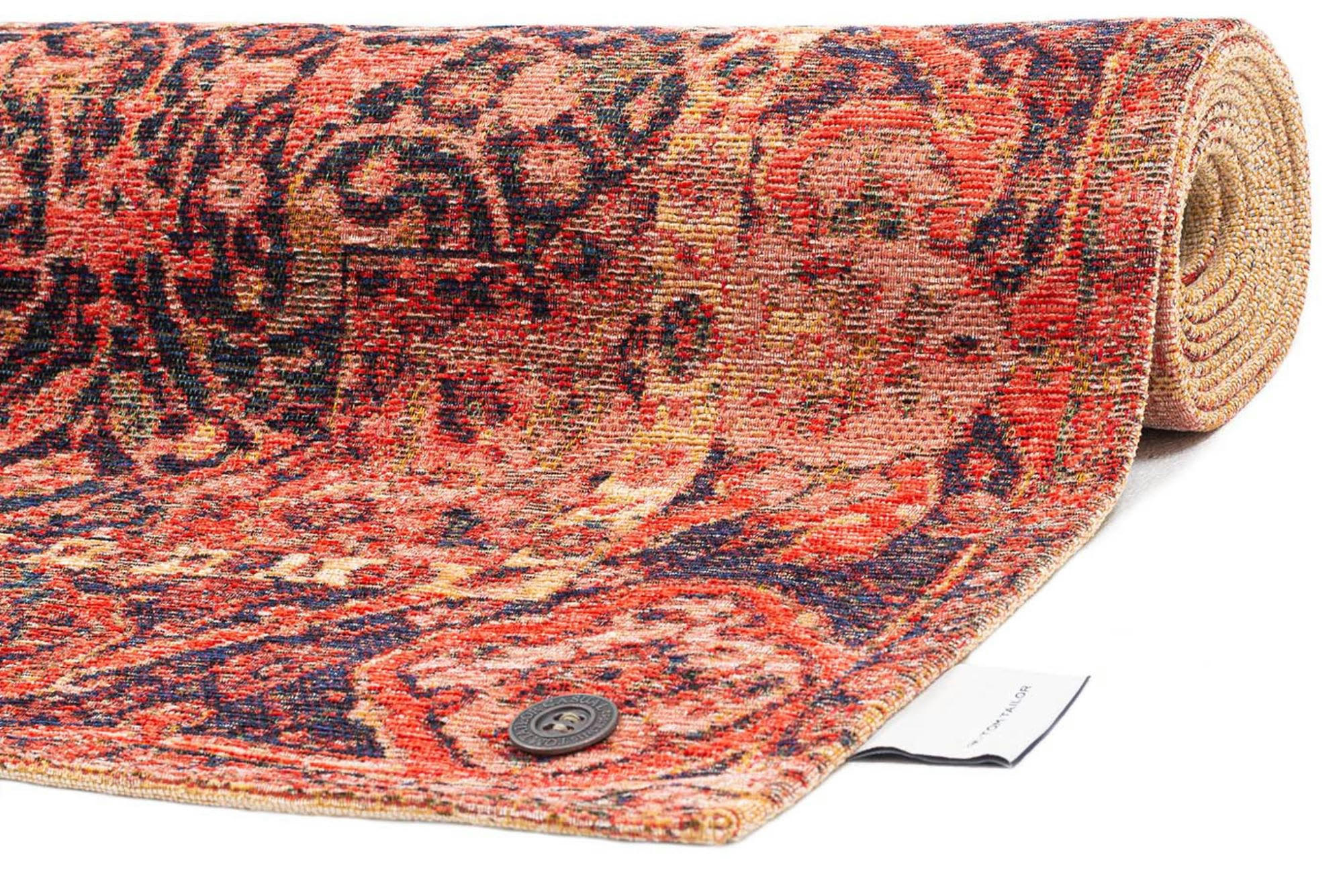 FUNKY ORIENT - Tapis d'orient vintage tissé plat rouge 060x230 cm
