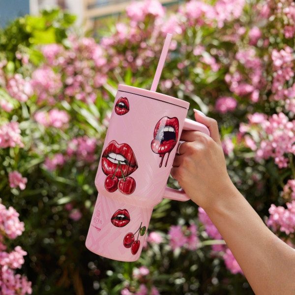 Kubek termiczny Blush Pop 900 ml stal nierdzewna różowy ze słomką