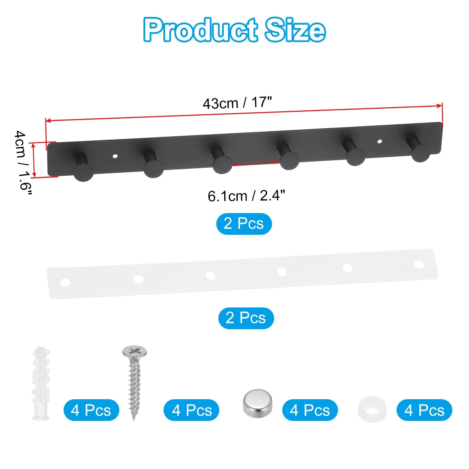 Coat Rack Wall Mount, 2 Pcs Metal Round Wall Hooks Rail with Hooks