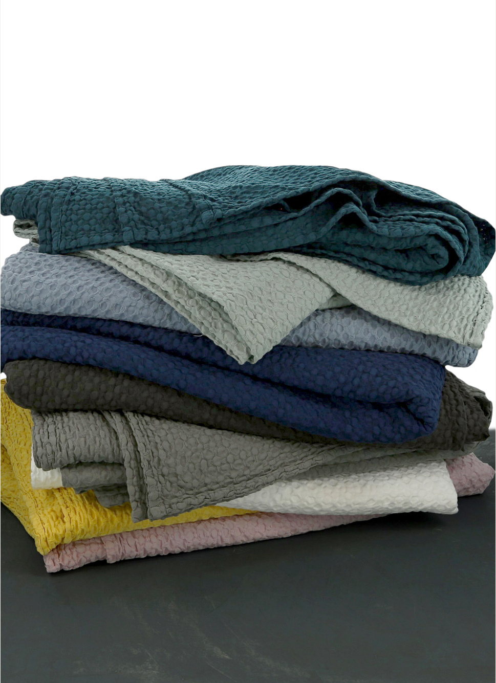 JETÉ DE LIT EN COTON LAVÉ NID D'ABEILLEANTHRACITE