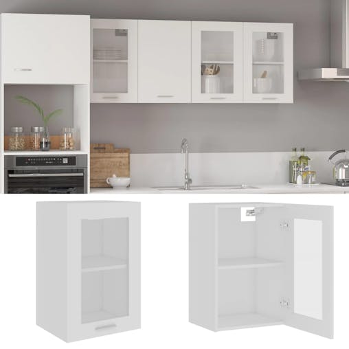 NNEVL Hanging Glass Cabinet White 40x31x60 cm Chipboard
