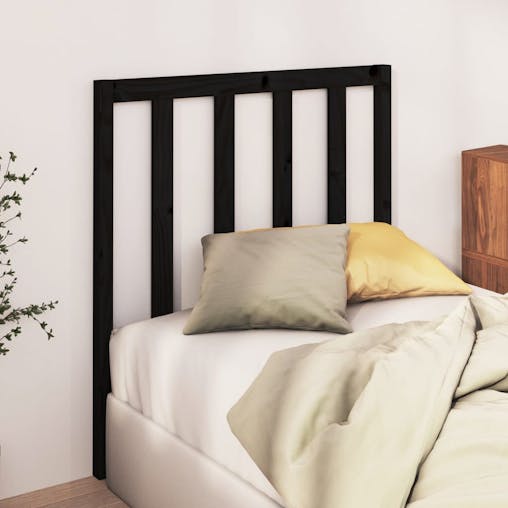NNEVL Bed Headboard Black 96x4x100 cm Solid Wood Pine