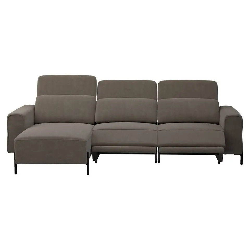 Hoekbank Dave links - elektrisch verstelbaar - stof Billy Joe - grijs