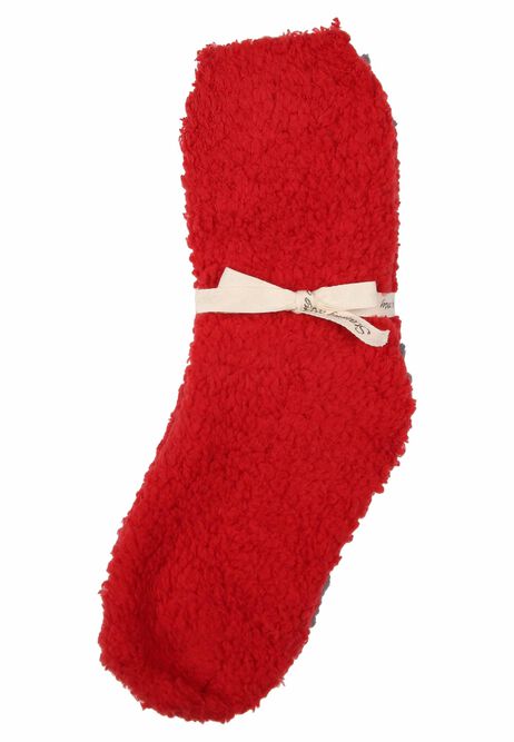 Womens 2pk Red Cosy Fleece Socks