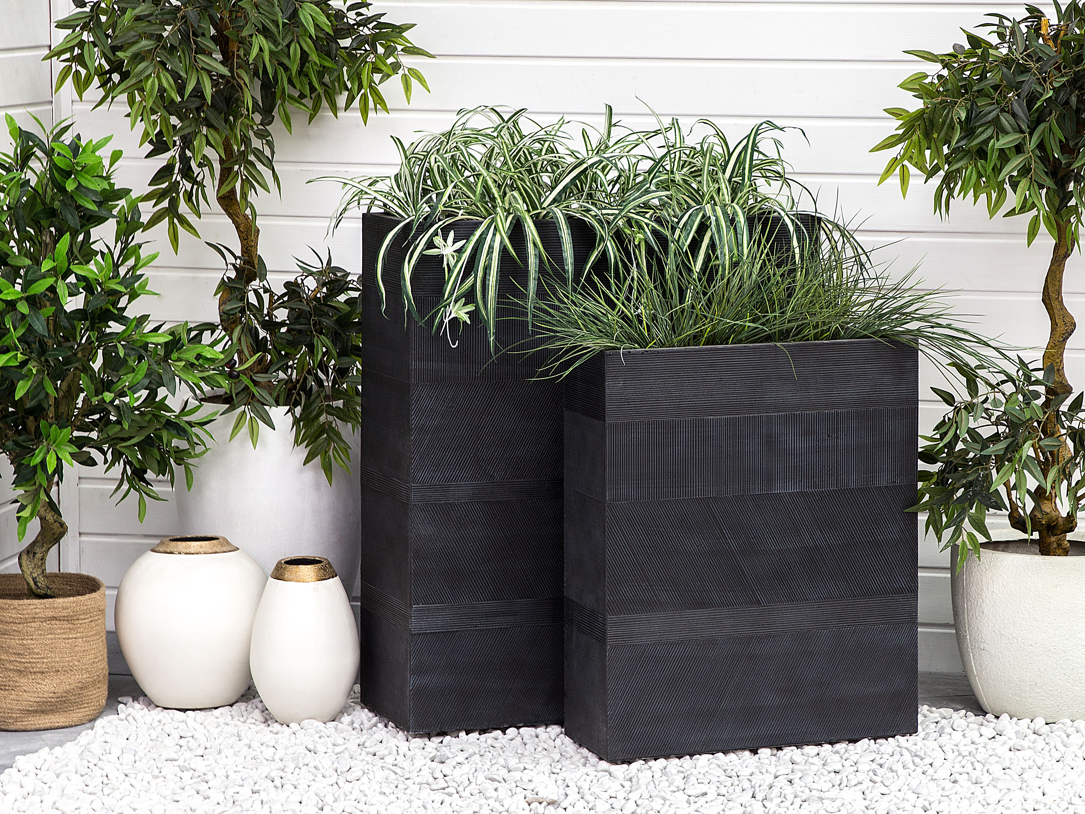 Plant Pot THIMENA 80 cm Black