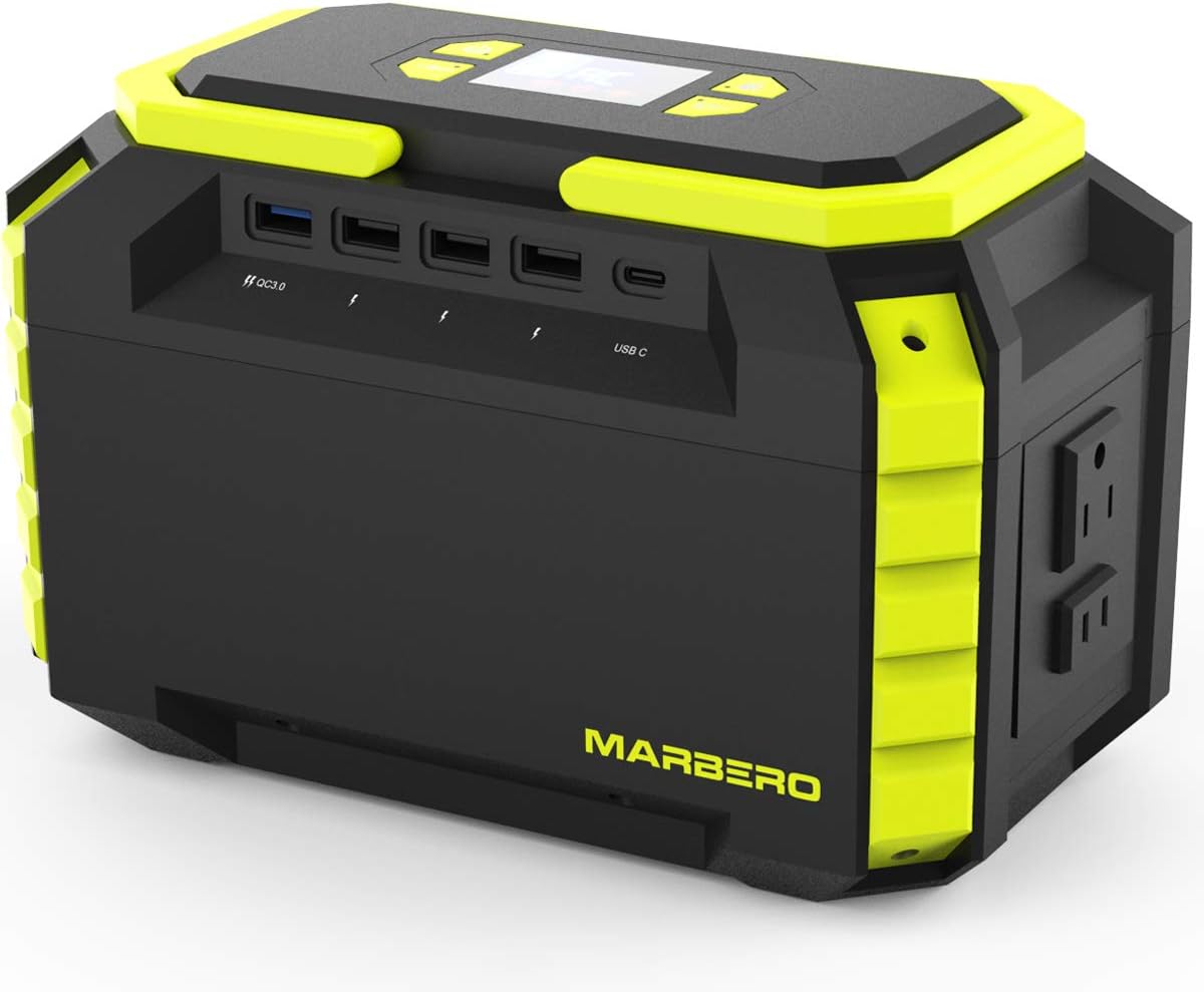 MARBERO 222Wh Portable Power Station 200W Outdoor Generator 60000mAh with AC Outlet 110V 200W DC USB LED Flashlights Lithium Battery Power Supply for CPAP Camping Backup Emergency Home