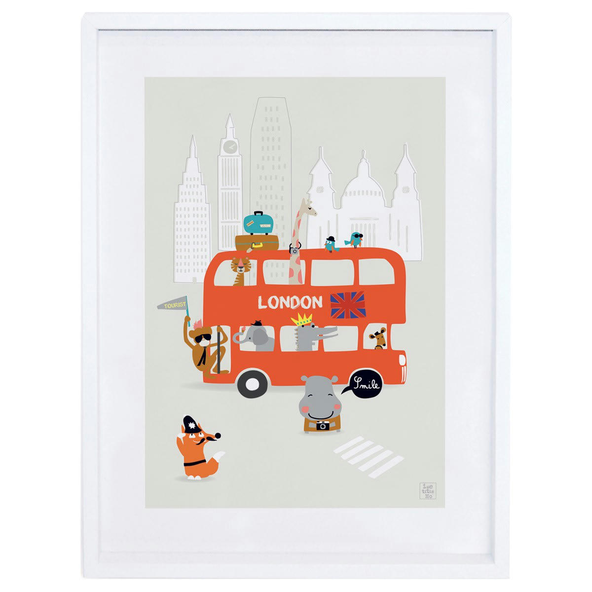 LONDON - Affiche London bus en Papier Beige