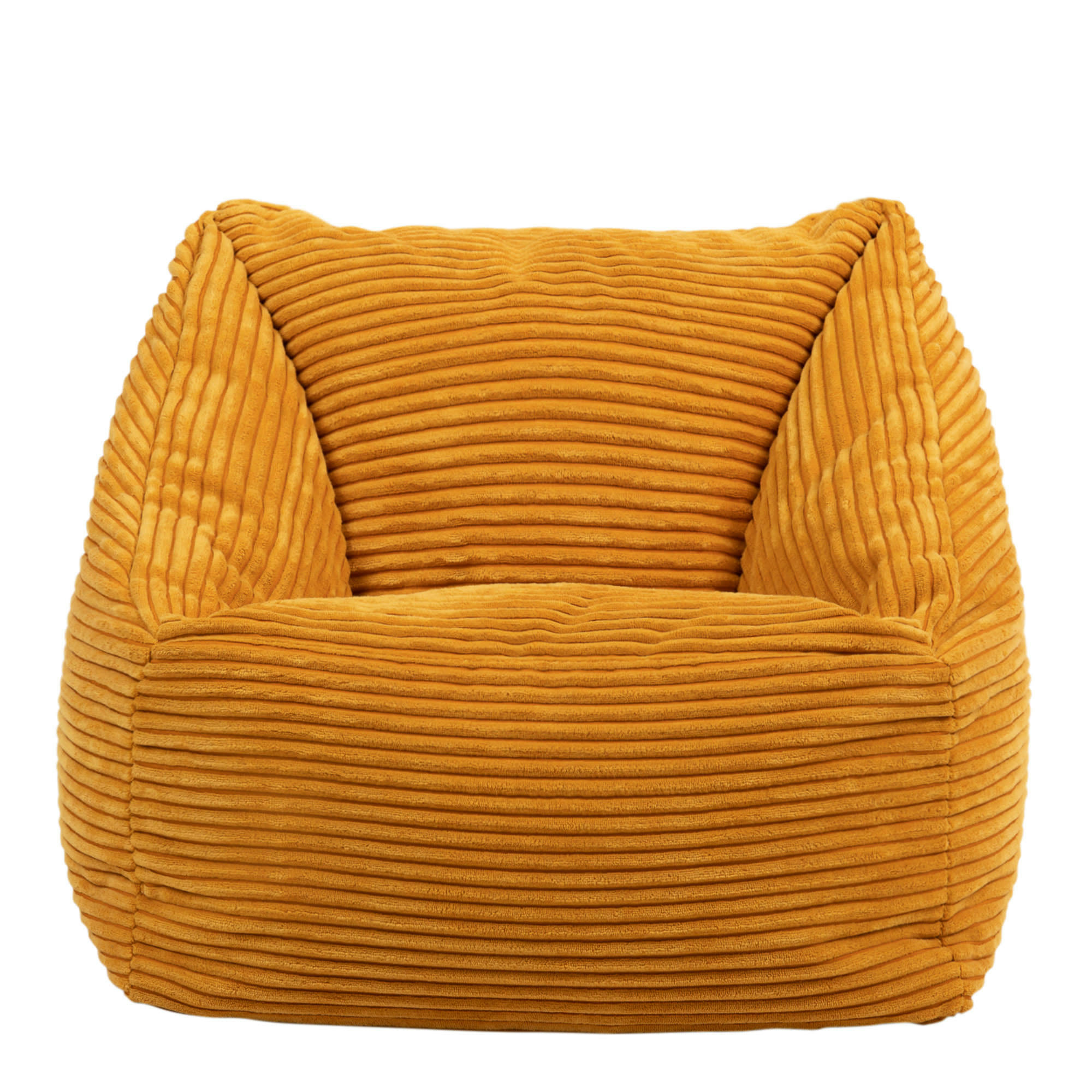MORGAN - Pouf enfant velours côtelé jaune ocre
