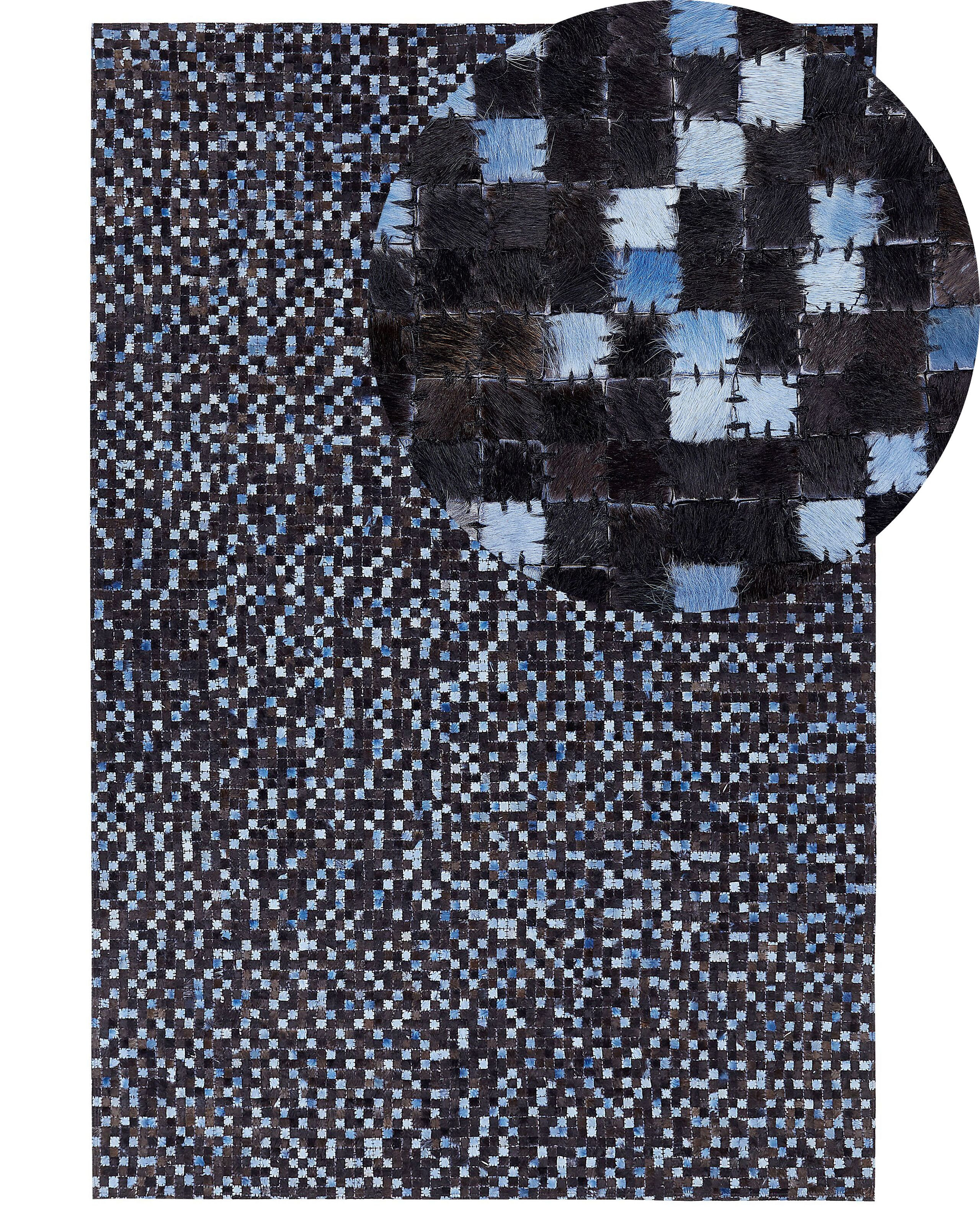Dywan skóra patchwork 140x200 cm brązowo-niebieski