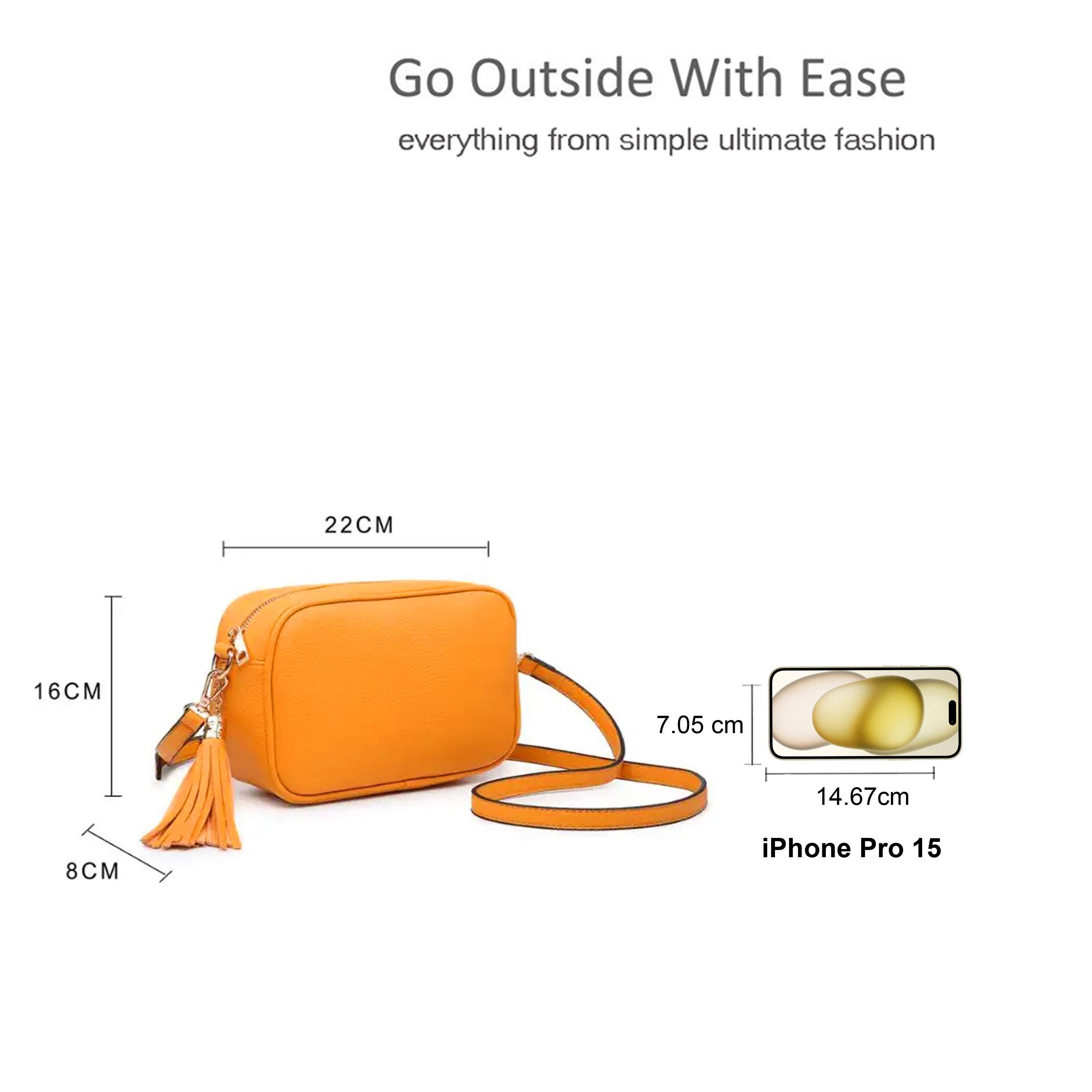 Kitise Small Plain Colour Crossbody Camera Bag With Tassel Charm