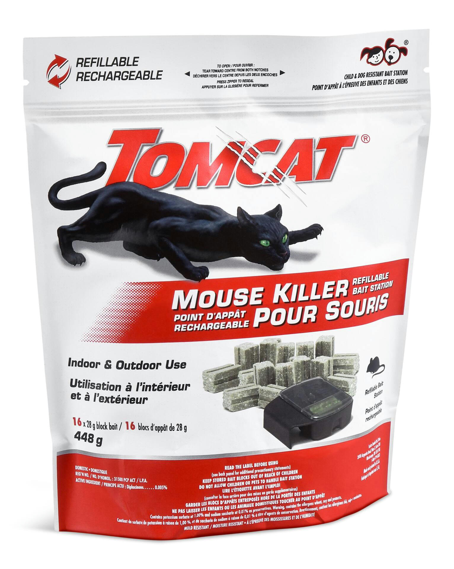 Tomcat Mouse Killer Indoor/Outdoor Refillable Bait Station with 16 Baits