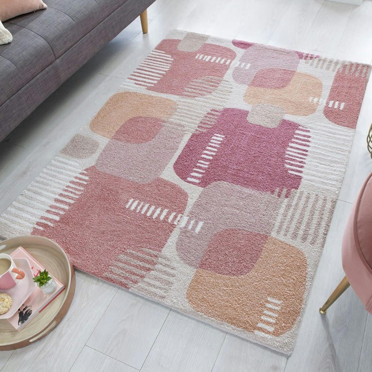 POP ART - Tapis de salon moderne en Polyester Rose 120x170 cm