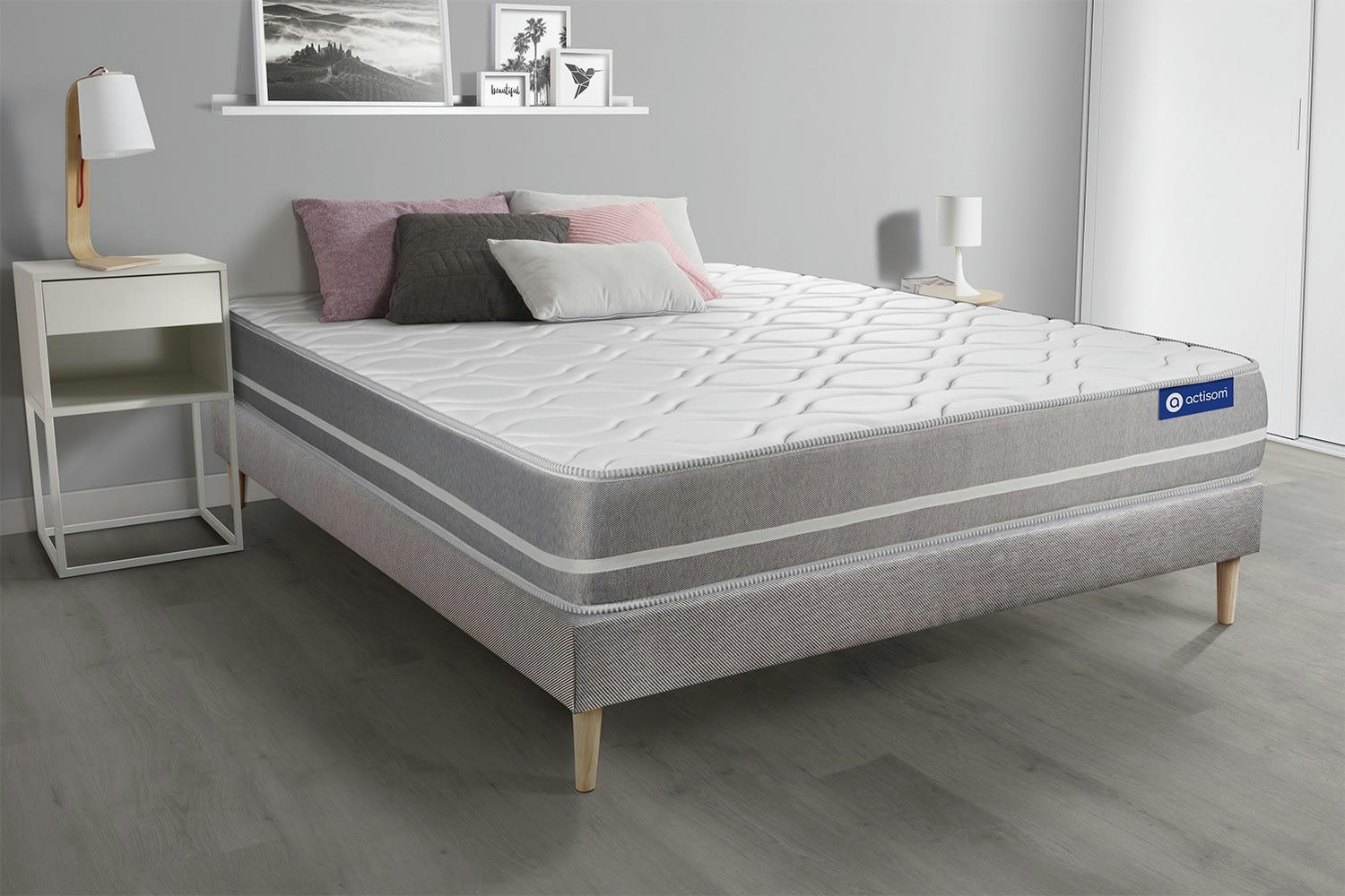 ACTIMEMO TOUCH - Ensemble 140x200 cm sommier kit gris