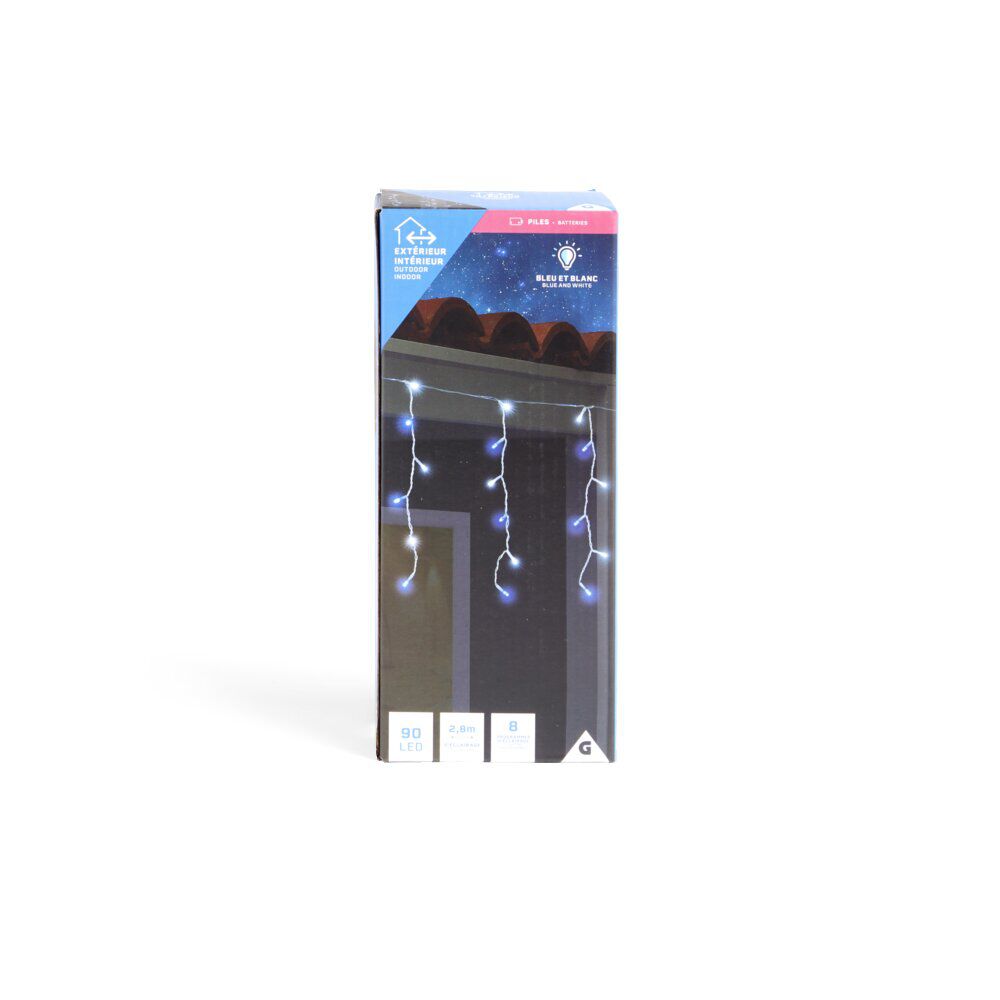Guirlande lumineuse extérieure bordure de toit 90LED bleu et blanc 2,8m