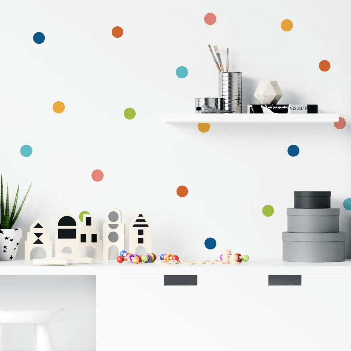 MULTICOLORE - Stickers mureaux en vinyle rondes multicolor