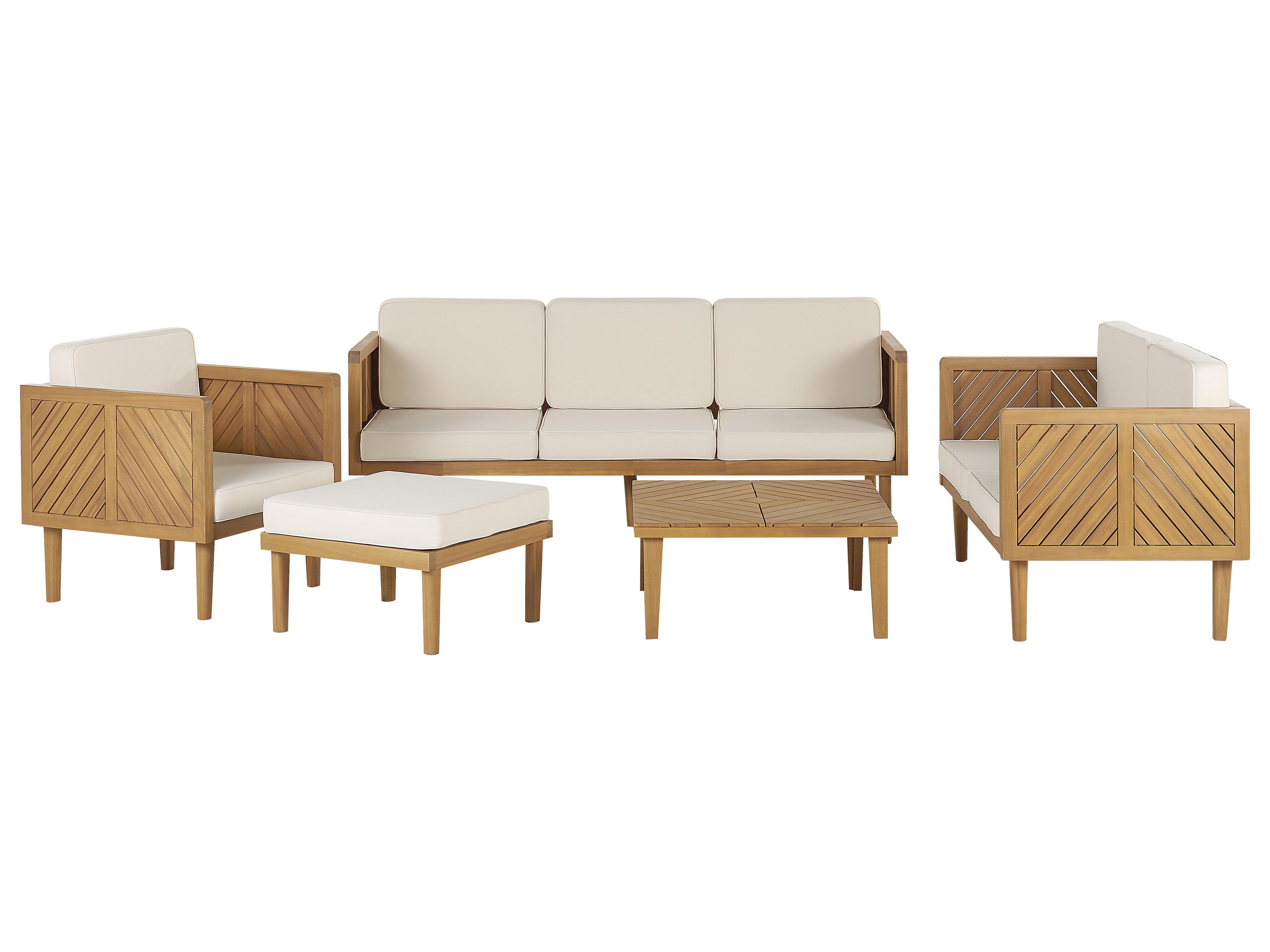 Garden Lounge Set with Table and Ottoman 4 Seater BARATTI Acacia Wood Brown