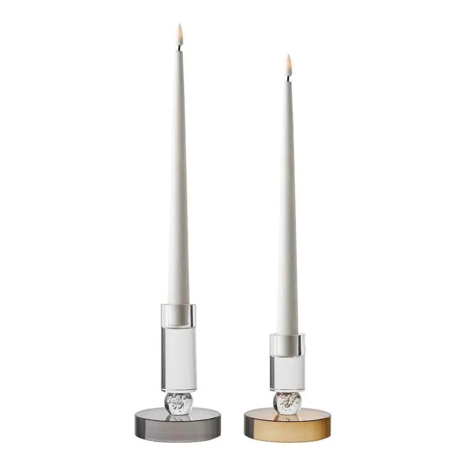 Hioshop Vilma kandelaar &Oslash;8-5cm bruin- wit