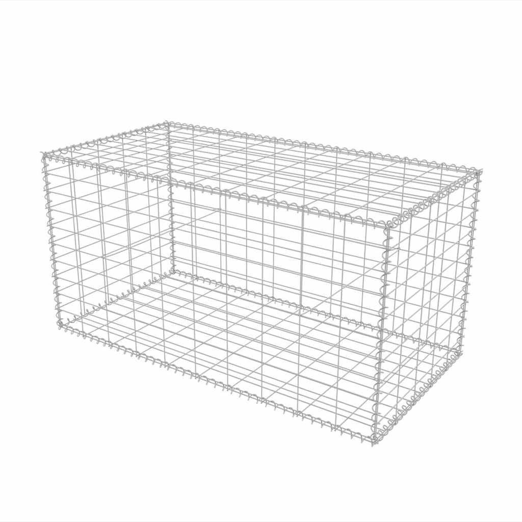 Kosz Gabionowy Ogrodzenie Płot Ściana Gabionowa Stal 100x50x50 cm Srebrny