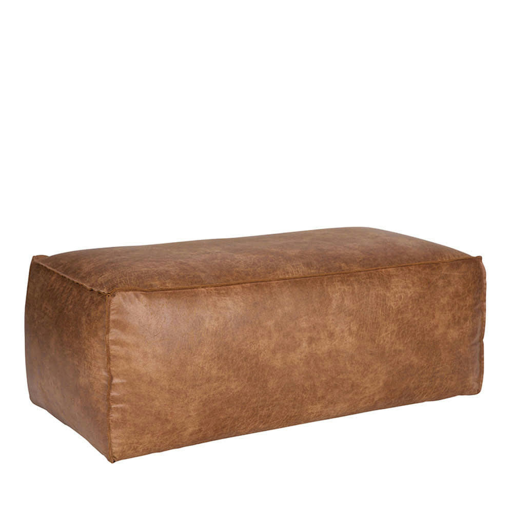 BRONCO - Pouf rectangulaire vintage cognac
