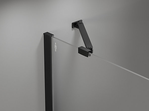 Mexen Mist cabine de douche pentagonale asymétrique pivotante gauche 100 x 80 cm, grille noire, noire - 8A8-100-080-70-77-L