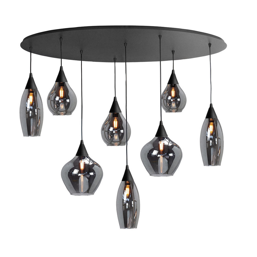 Highlight Highlight Hanglamp Cambio Black Smoke Ovaal 8 lichts L