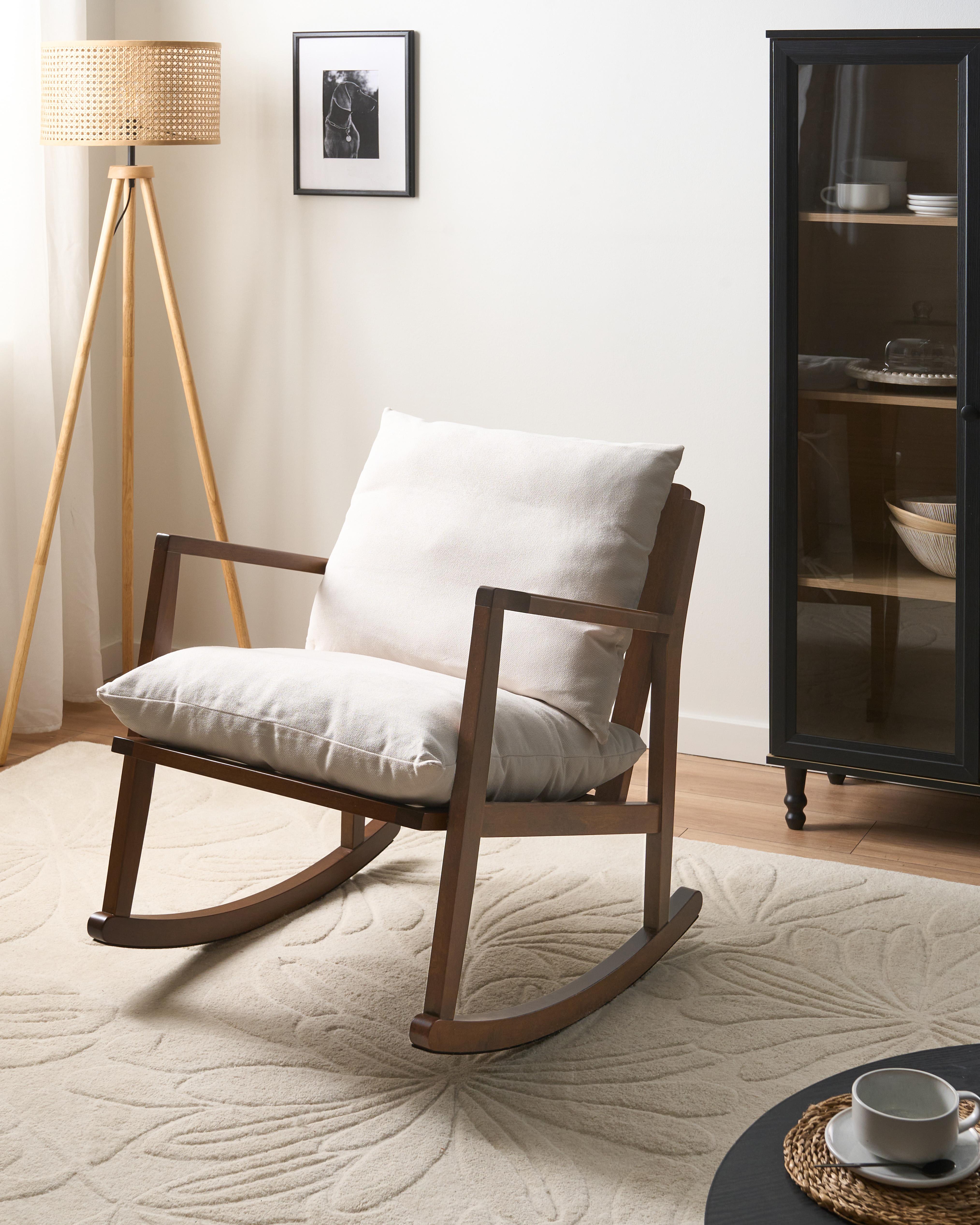 Rocking Chair KJEVIK Wood Brown/ Light Beige