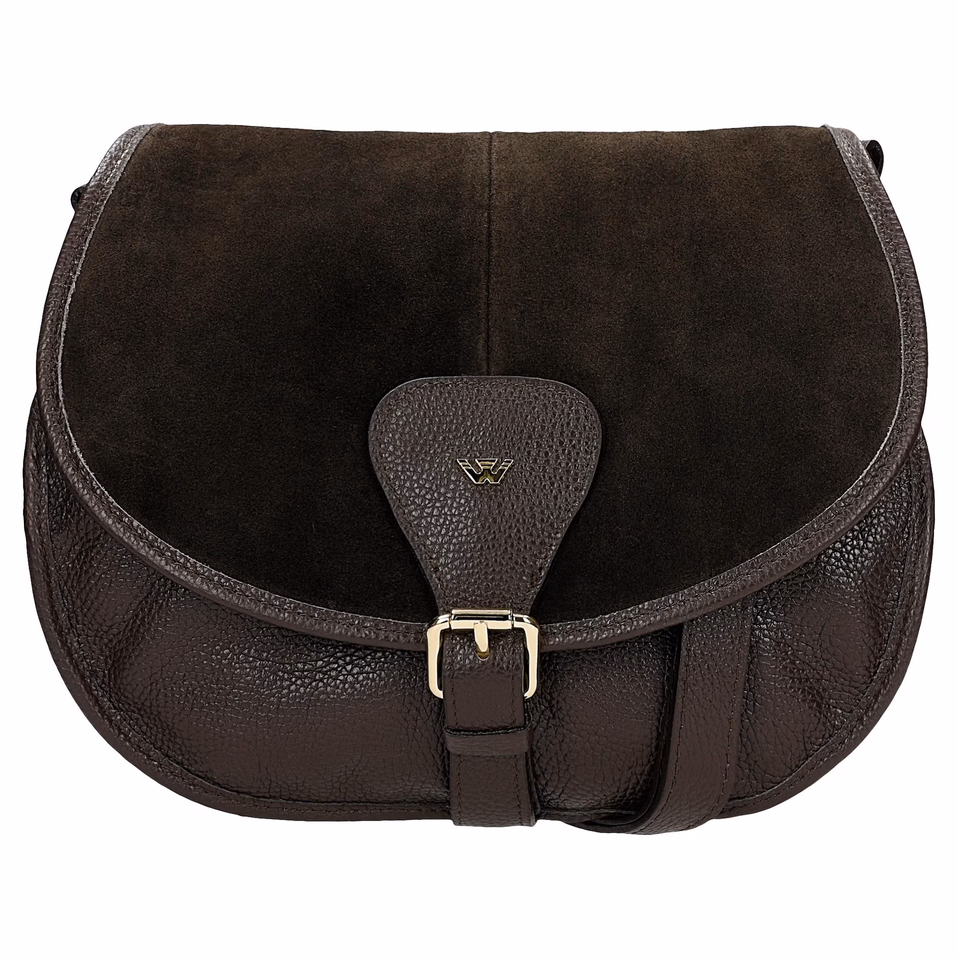 Mała brązowa torebka crossbody z łączonych skór