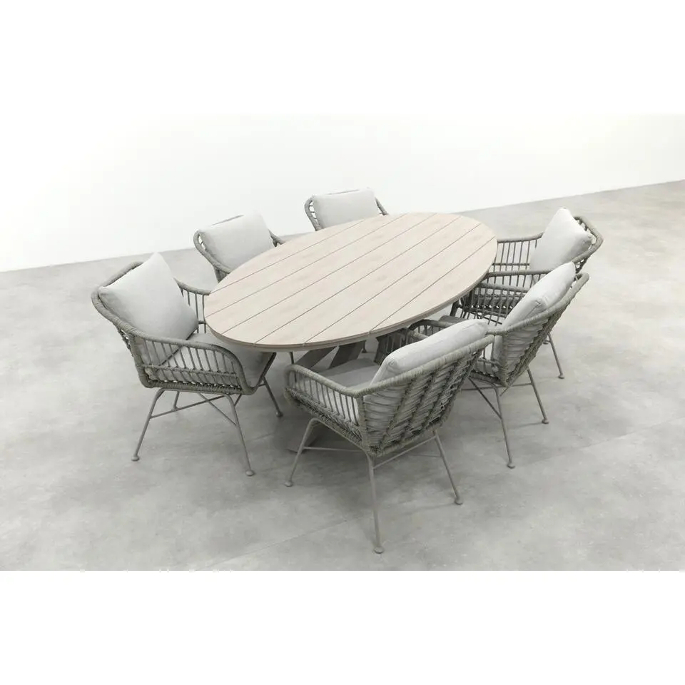 GI Margriet/Edison 6-persoons ovale tuinset 220x115 cm. - Taupe