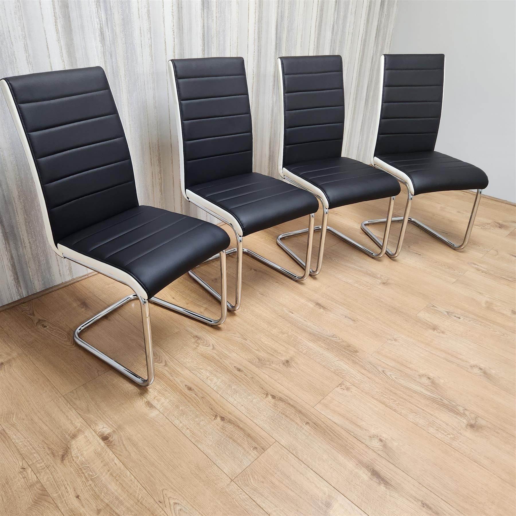 KOSY KOALA Modern Grey Dining Table With 4 Black Chairs Dining Room Furniture Set