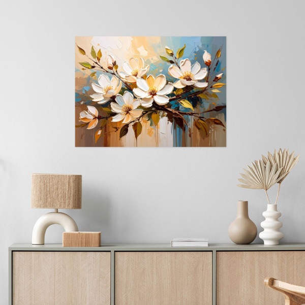 Naklejka na ścianę Feeby Białe Kwiaty Gałązki Natura 30x20