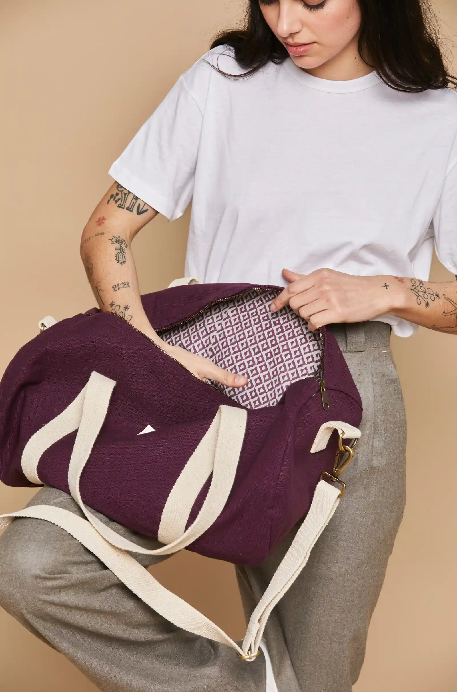 Sac polochon Simon Prune