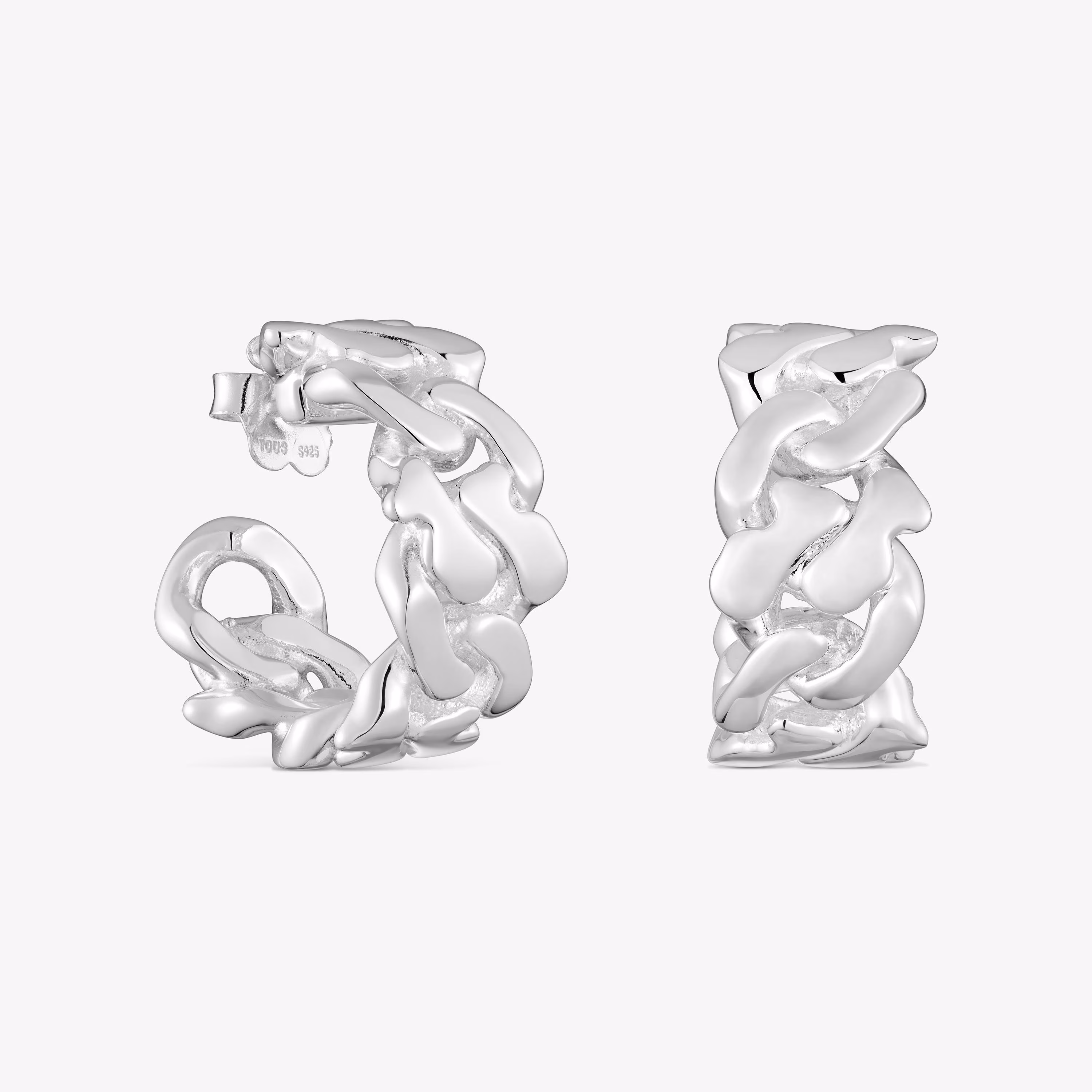 Pendientes de aro de plata 27 mm Bear's Chain