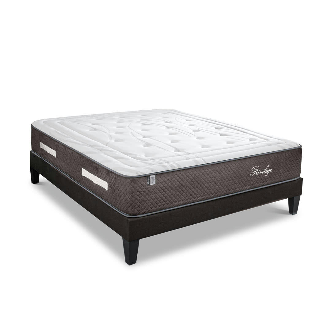 PRIVILEGE - Pack  140x190  Matelas Ressorts + Sommier Bois + Alèse anti punaise