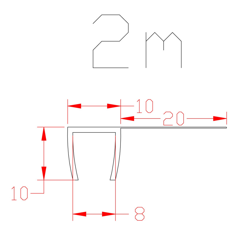 Joint d'étanchéité en forme de F pour paroi de douche 8 mm AURLANE