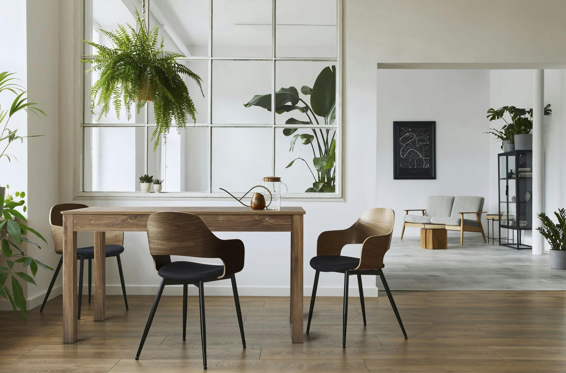 BRYK - Table à manger extensible  effet chêne foncé 140 à 180cm