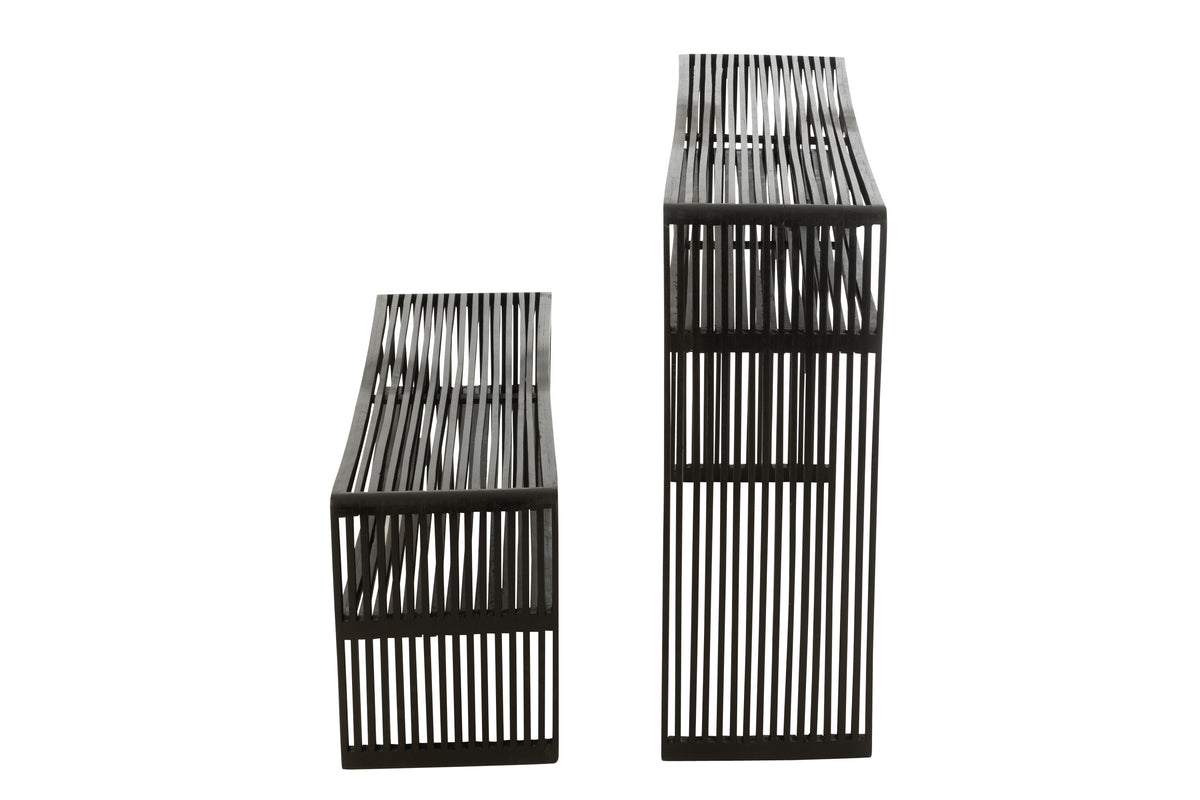 J-Line console Met Schap - hout - zwart - 2 stuks